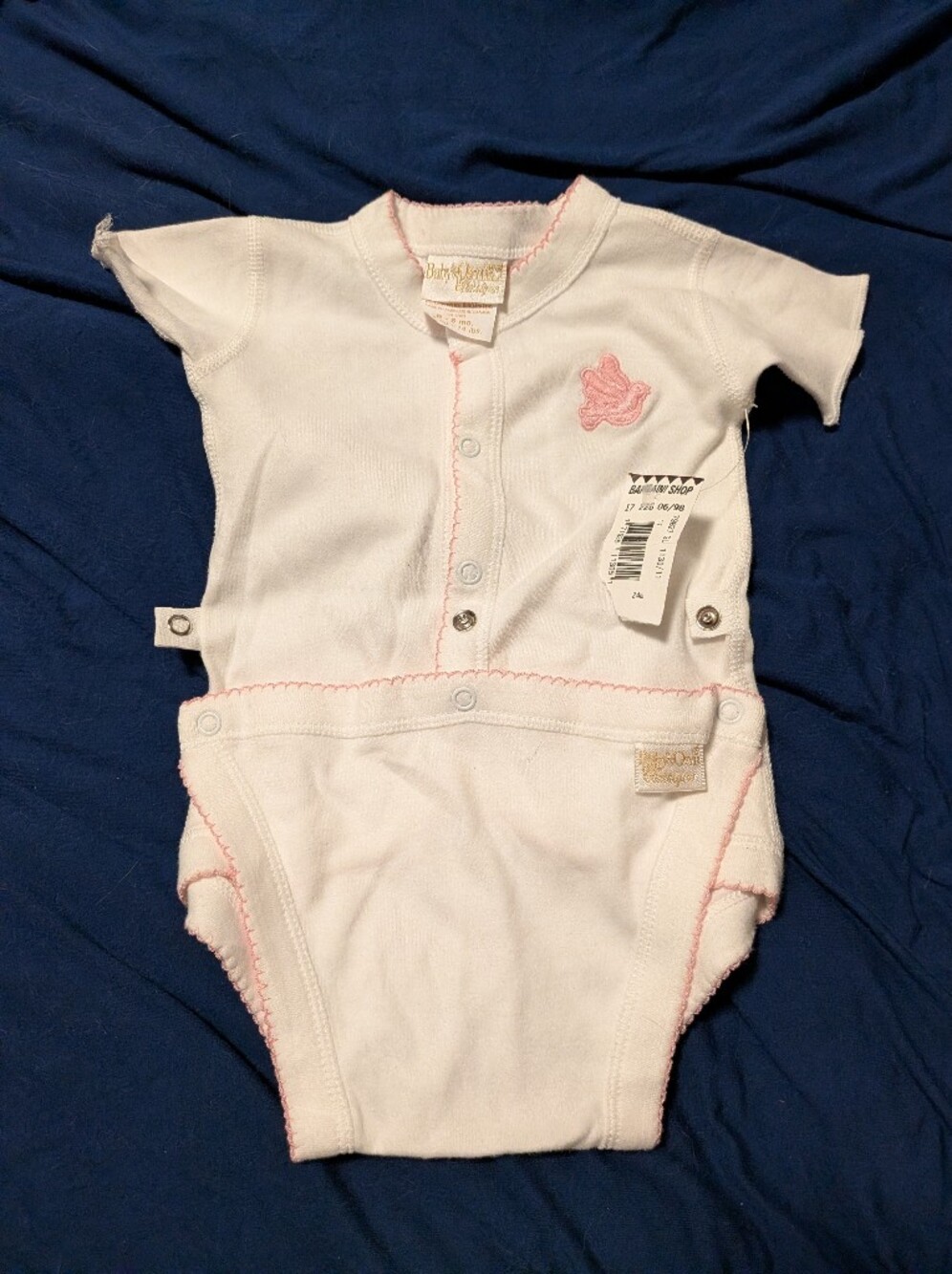 Baby's Own-  White Infant Bodysuit with Pink Trim